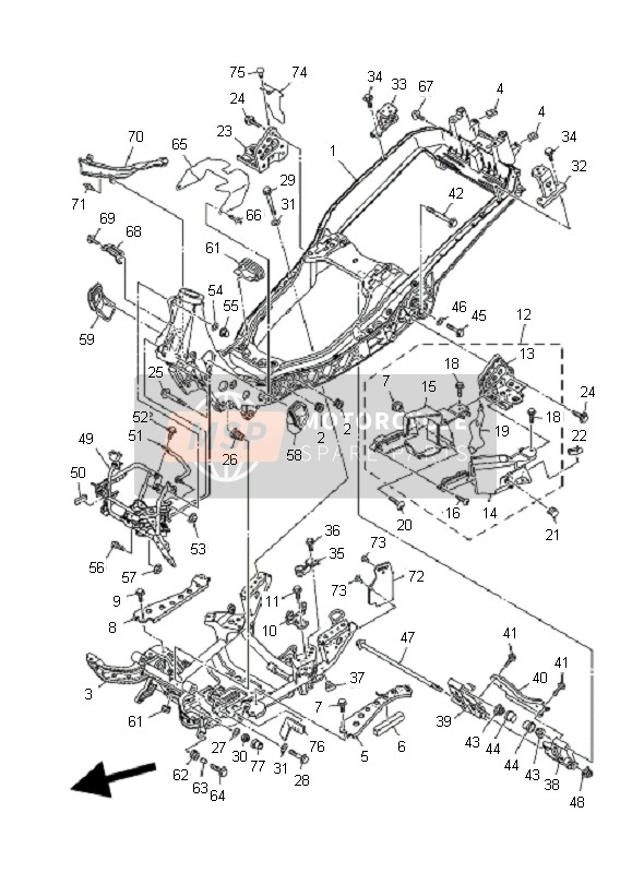 Yamaha YP400A MAJESTY 2010 Cadre pour un 2010 Yamaha YP400A MAJESTY